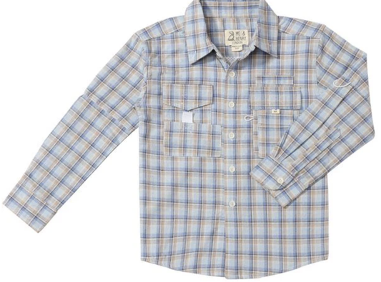 Me & Henry Sawyer Blue Sky Plaid Fishing Shirt