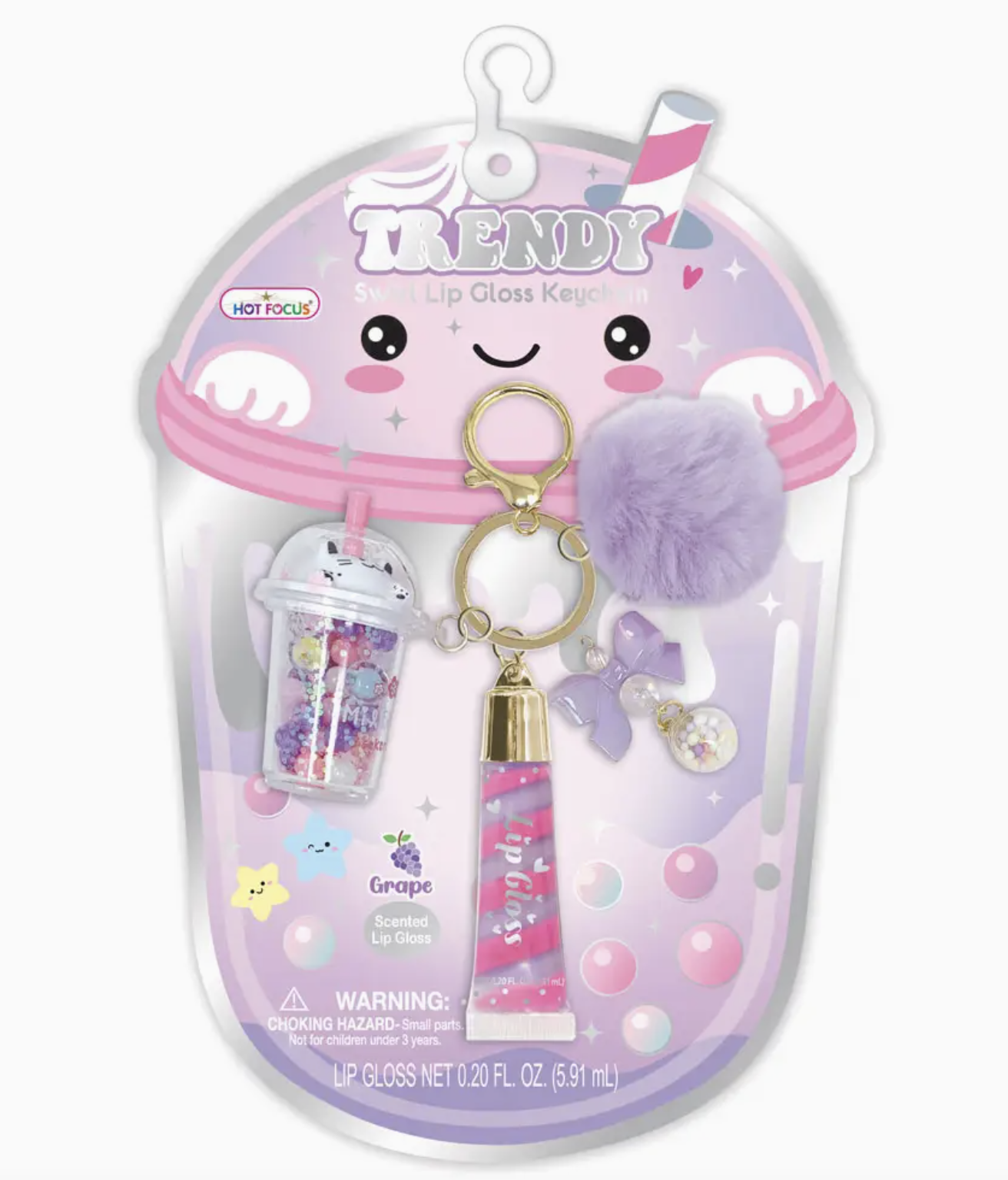 Trendy Lip Gloss with Keychain, Boba
