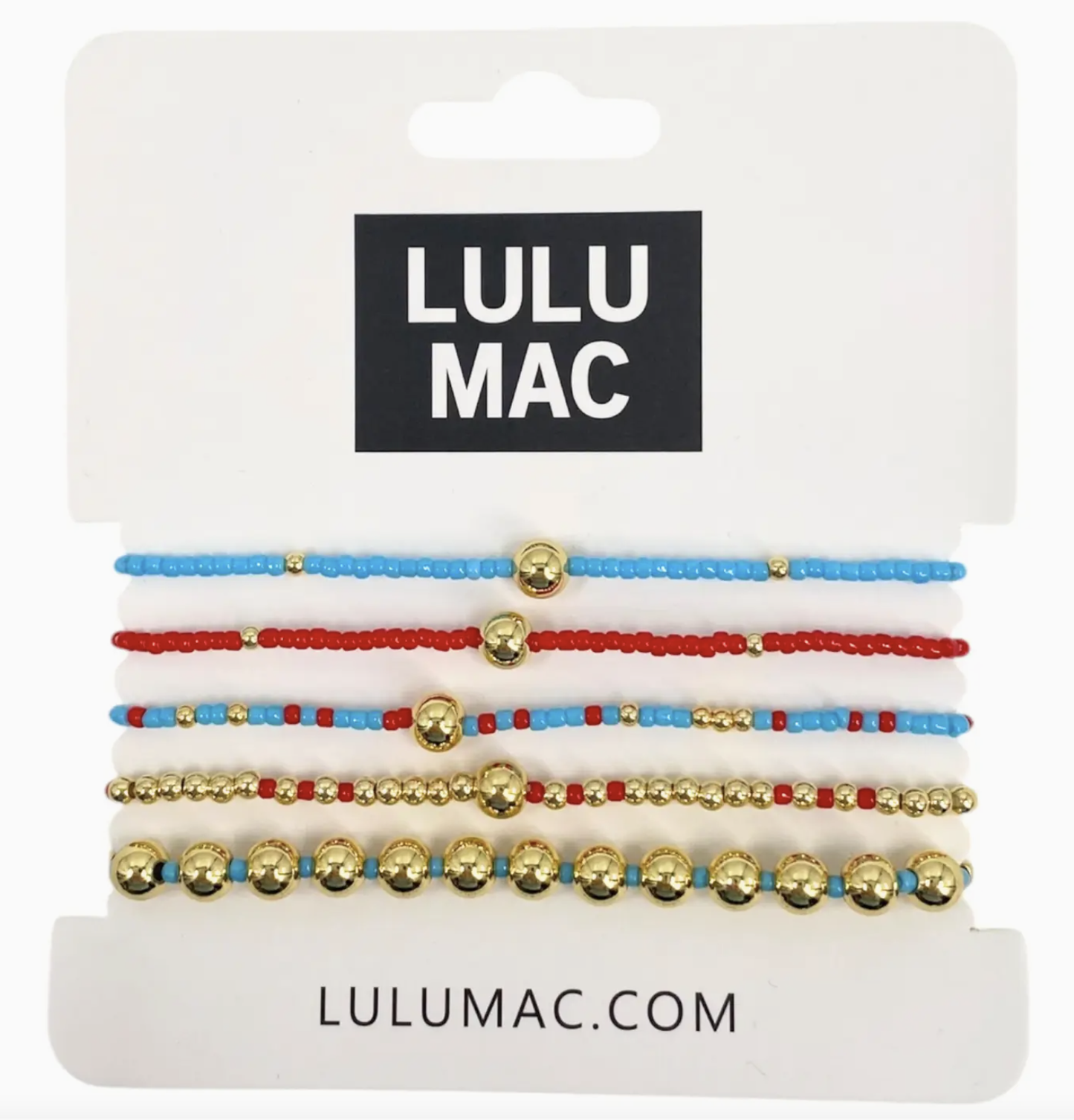 LULU MAC Red & Light Blue Bracelet Stack