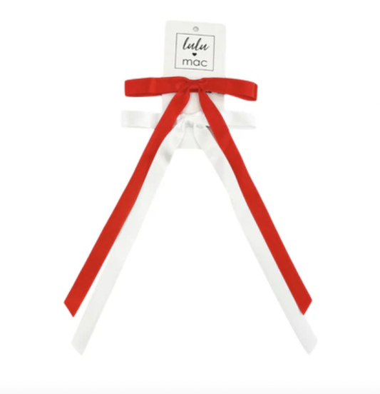 LULU MAC Satin Mini Double Bow Red/White