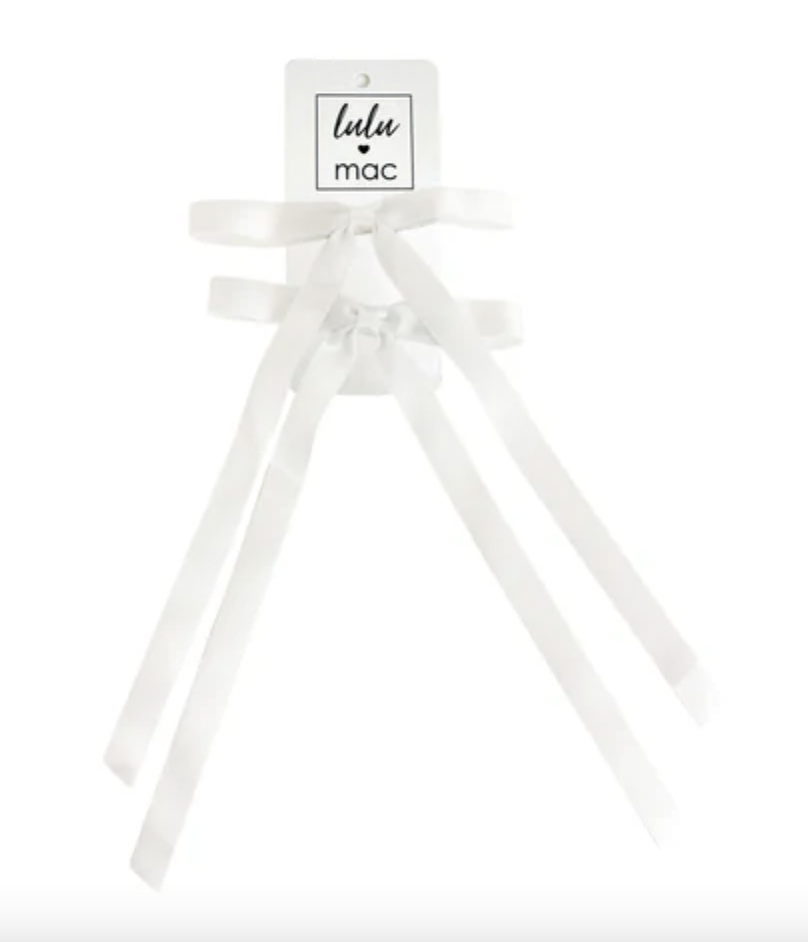LULU MAC Satin Mini Double Bow White/White