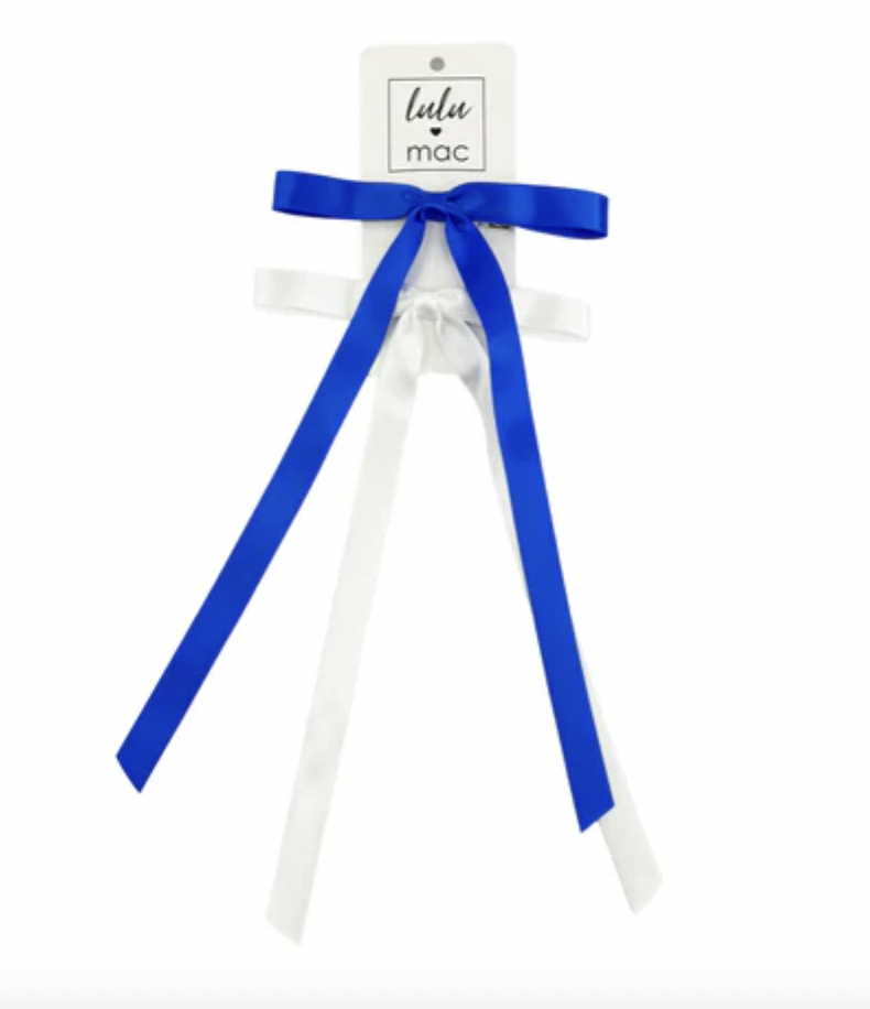 LULU MAC Satin Mini Double Bow Royal/White