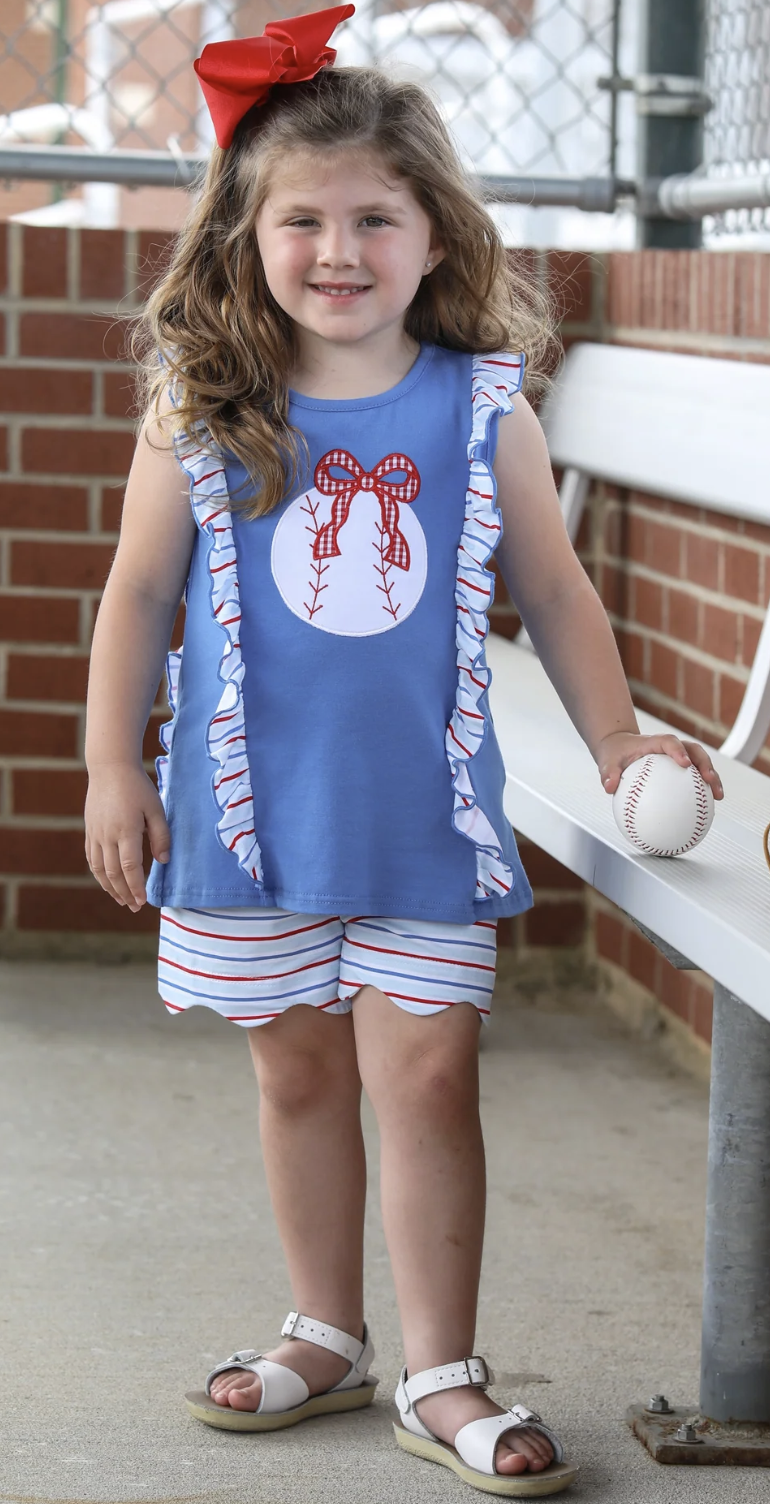 Trotter Street Kids Play Ball Ruffle Short Set