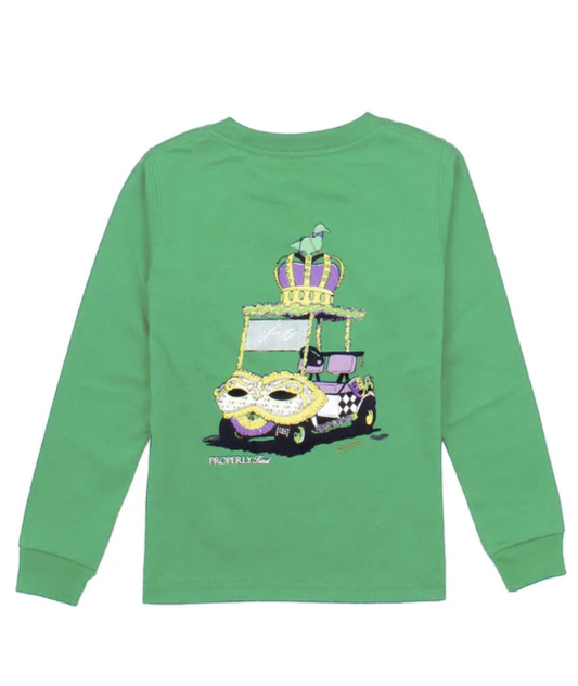 Properly Tied Mardi Cart LS Green Tee