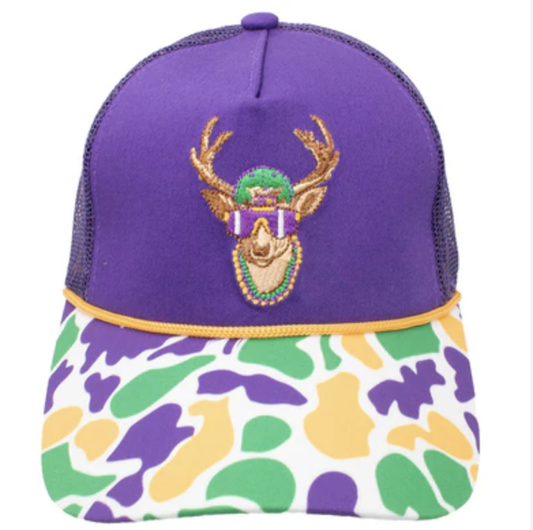 Azarhia Camo Deer Mardi Gras Trucker Hat