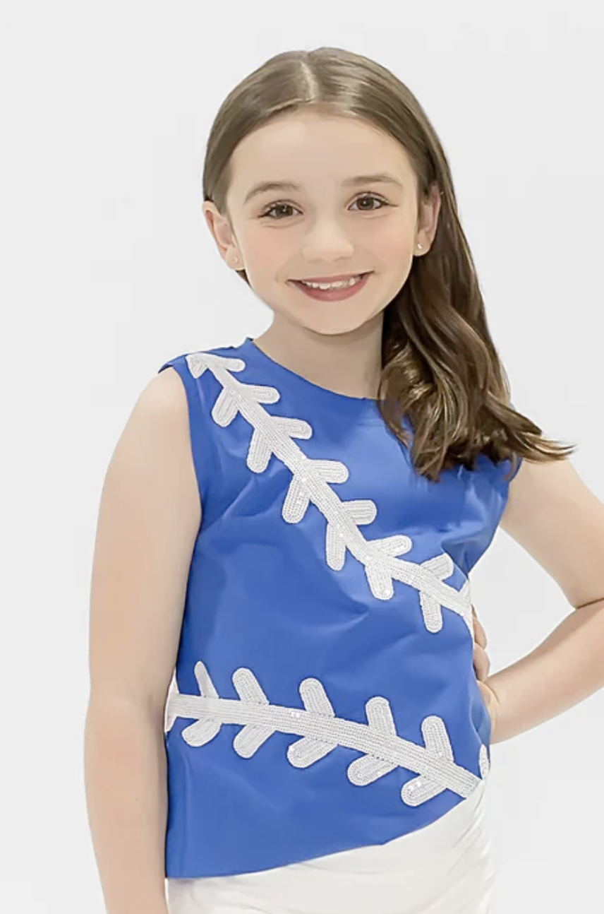 Belle Cher Baseball Royal Blue Sequin Tank