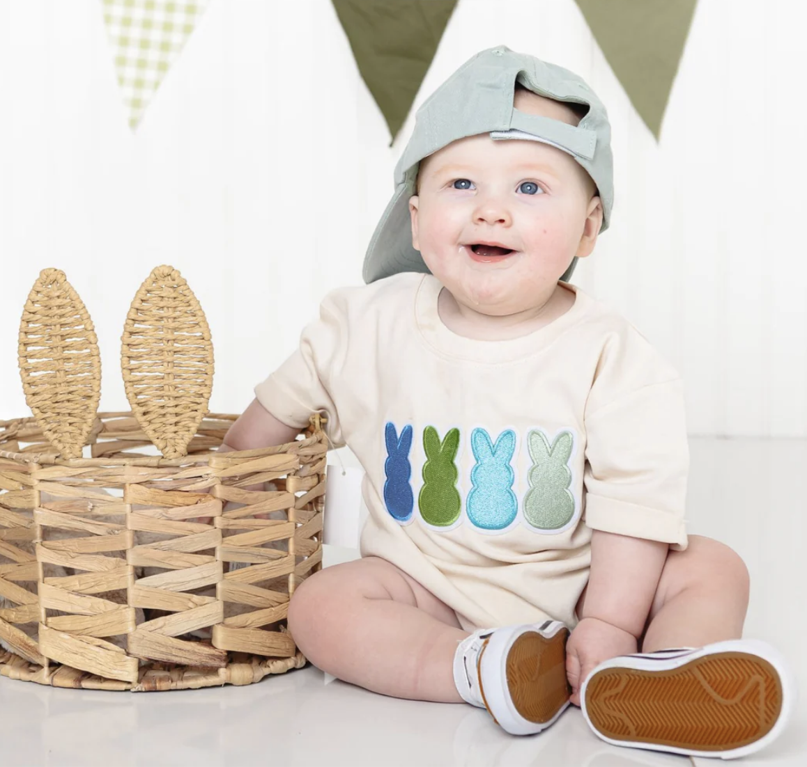 Sweet Wink Peeps Embroidered Easter SS Romper