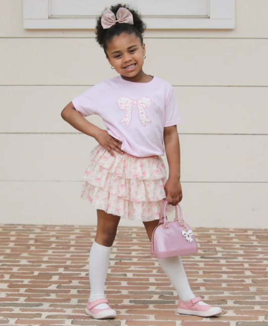 Sweet Wink Ditsy Floral Bow Patch SS Tee