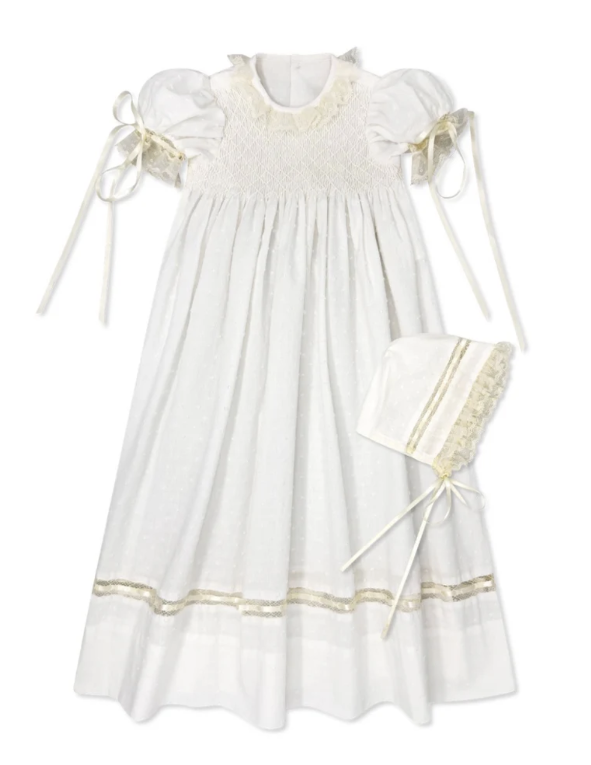 Lullaby Set- Margaret Daygown in White Swiss Dots & Ecru