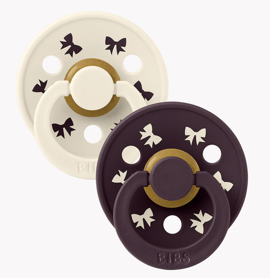 BIBS Colour Pacifiers Holiday Bow 2 Pack - Ivory/Plum