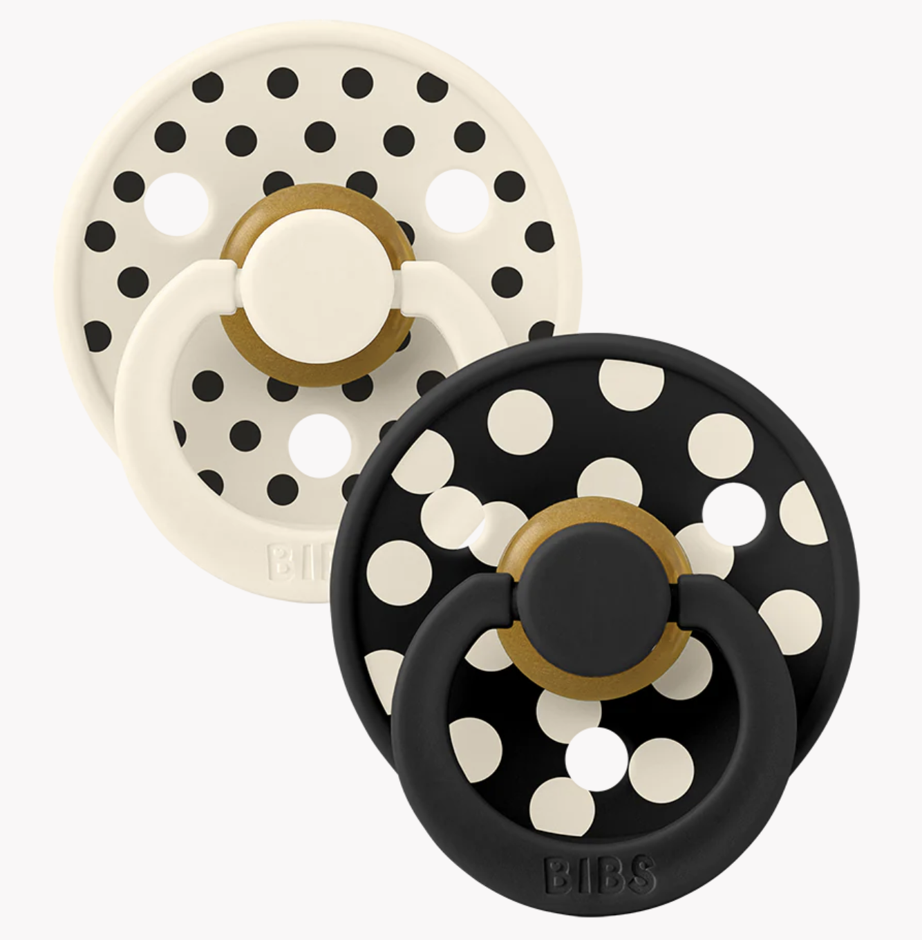 BIBS STUDIO Colour Pacifiers 2 Pack Polka - Ivory/Black