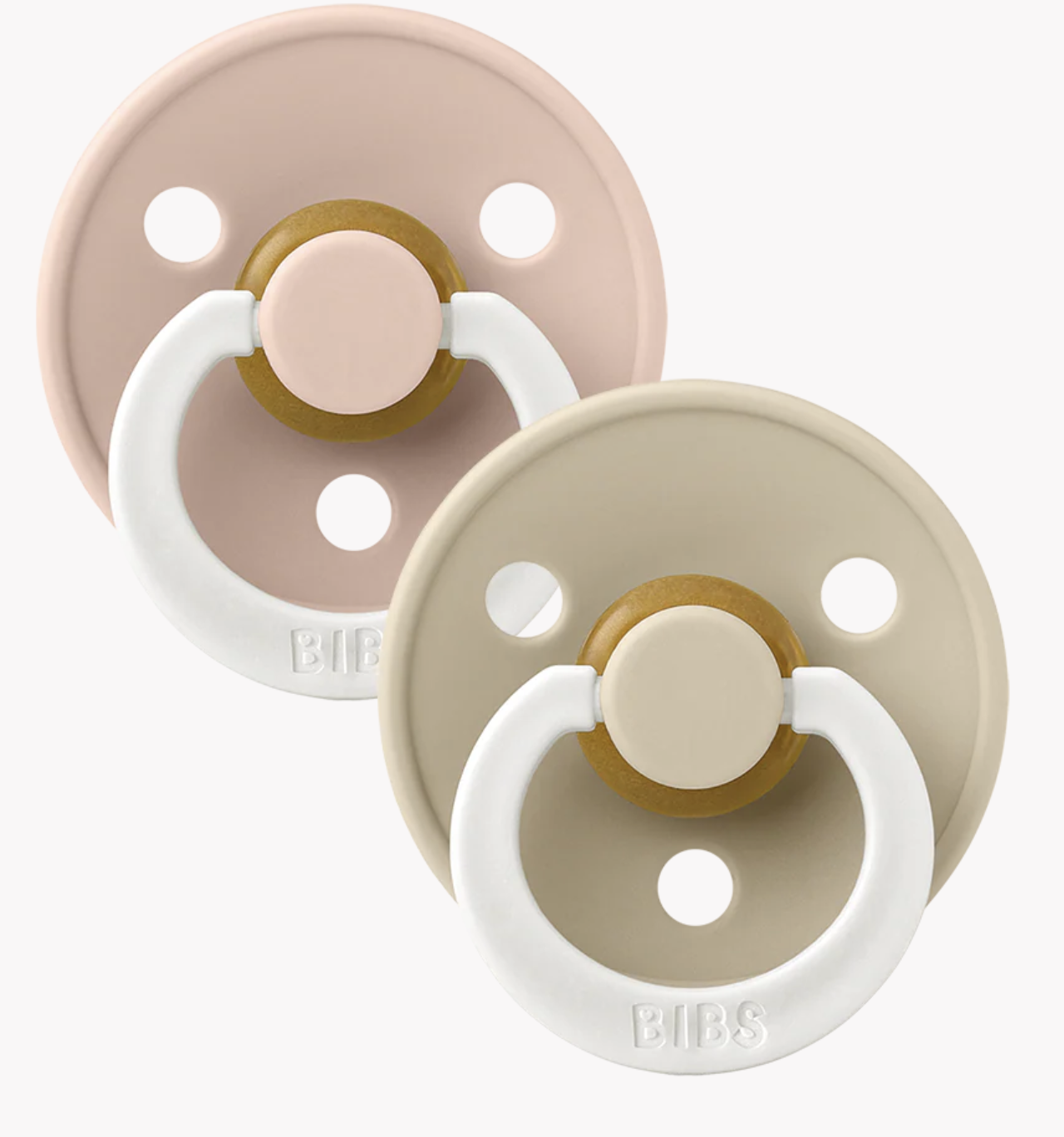 BIBS Colour GLOW Pacifiers 2 Pack - Blush/Vanilla