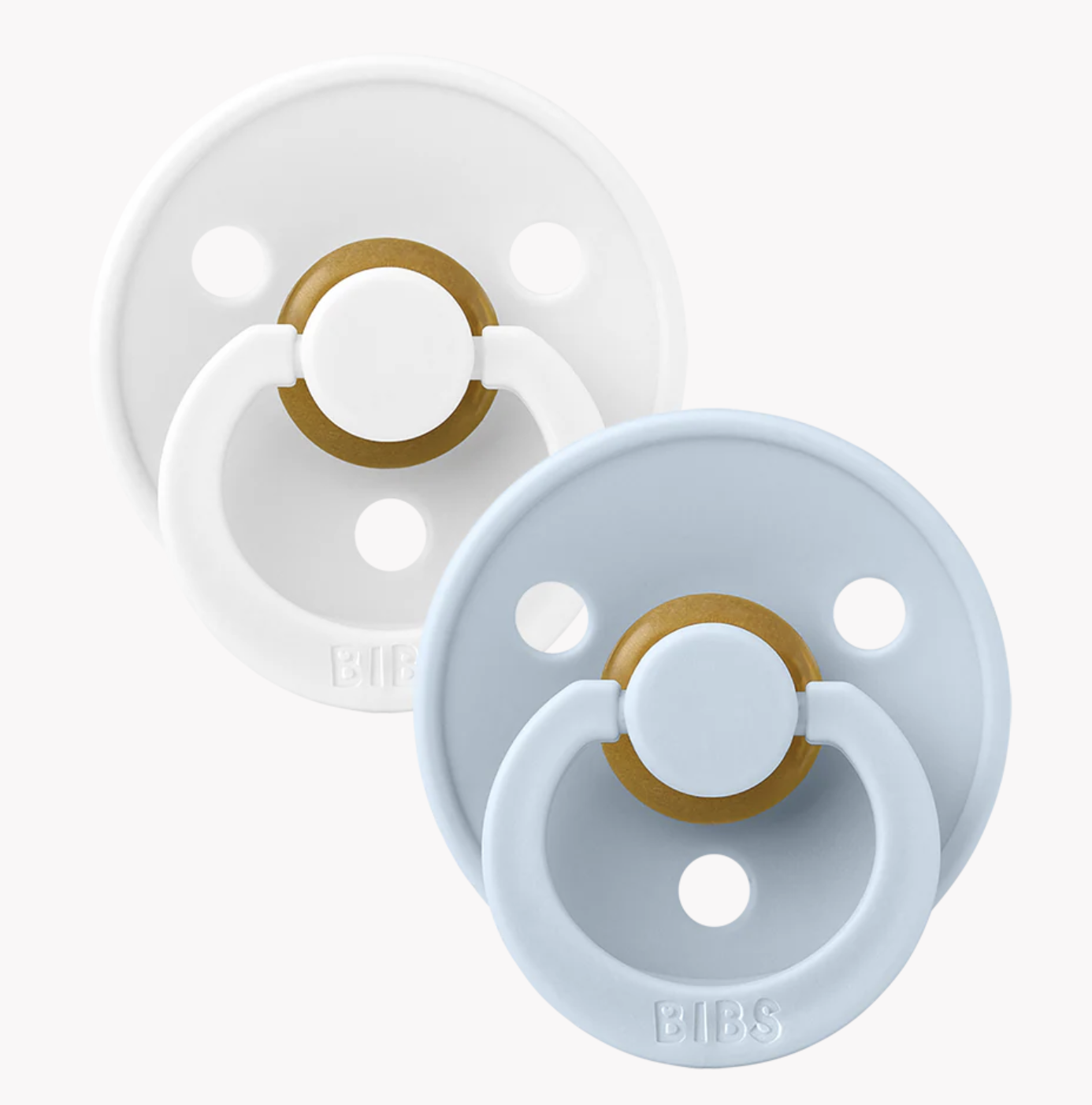 BIBS Colour Pacifiers 2 Pack - White/Baby Blue