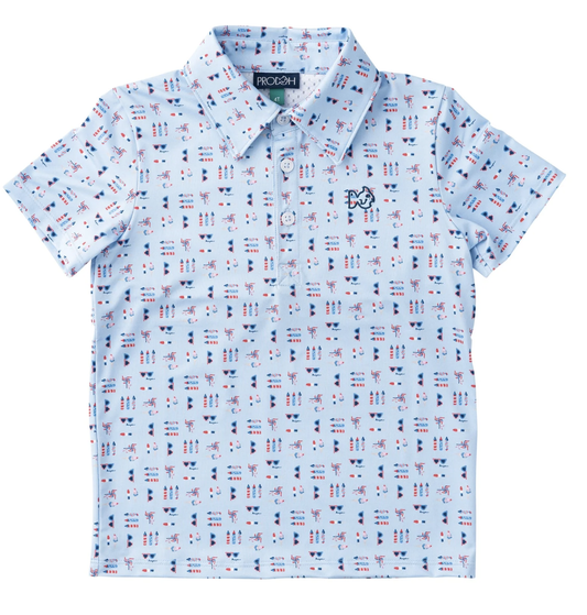 Prodoh - Boys' Short Sleeve Pro Performance Polo - Patriotic Icons Print