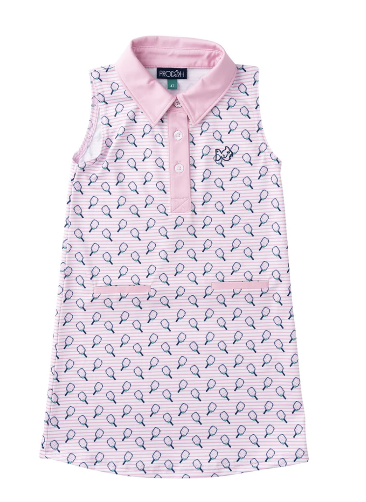 Prodoh Girls' Sleeveless Pro Performance Polo Dress Pickle Ball Print