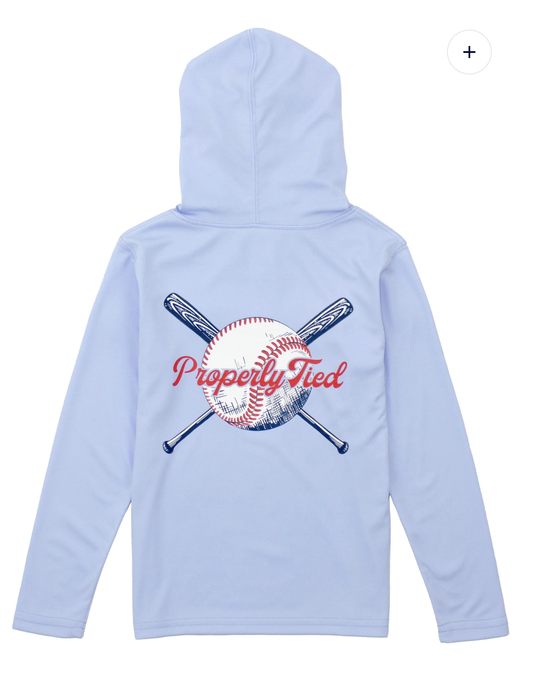 Properly Tied Boys Shade Performance Hoodie Play Ball Light Blue