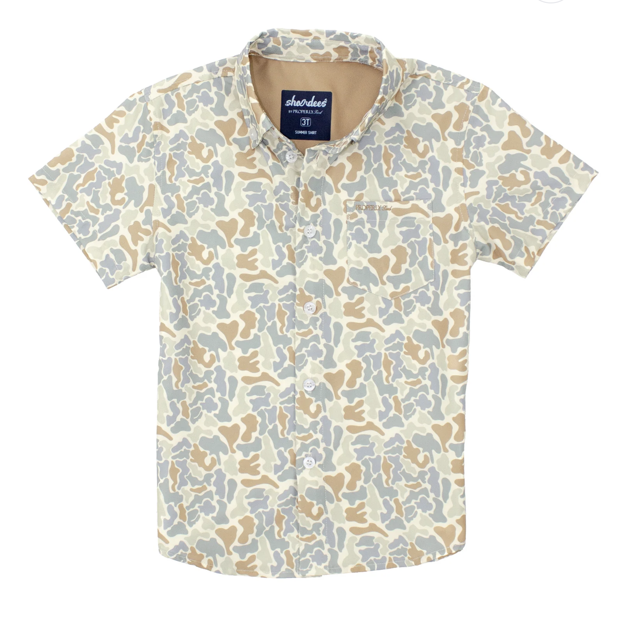 Properly Tied Boys Shordees Summer Shirt Field Camo