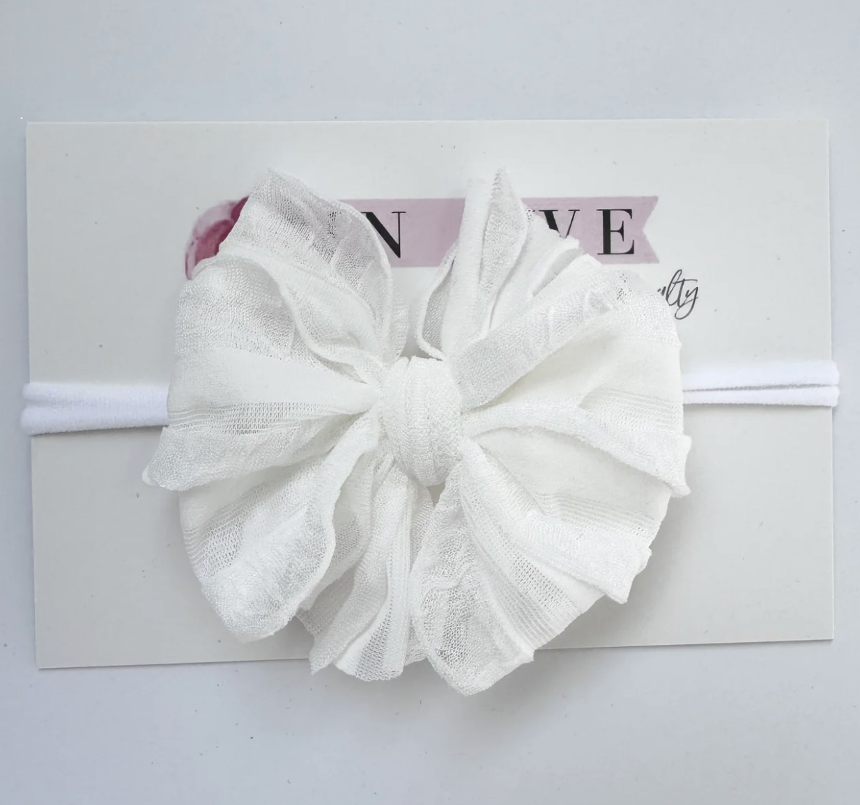 In Awe Skinny Mini Ruffled Headband- Off White