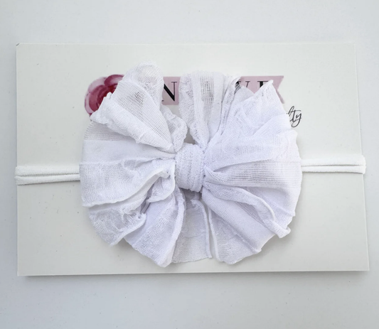 In Awe Skinny Mini Ruffled Headband- White