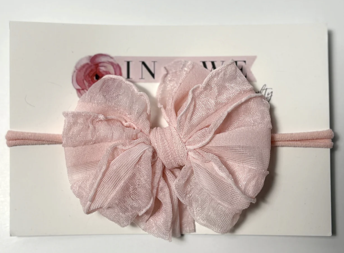 In Awe Skinny Mini Ruffled Headband- Sweet Pink