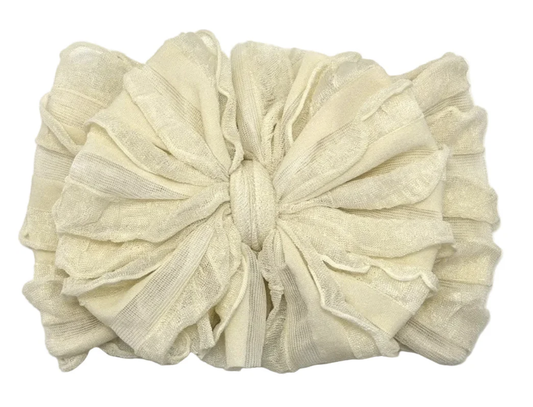 In Awe Ruffled Headband- Sugar Cookie