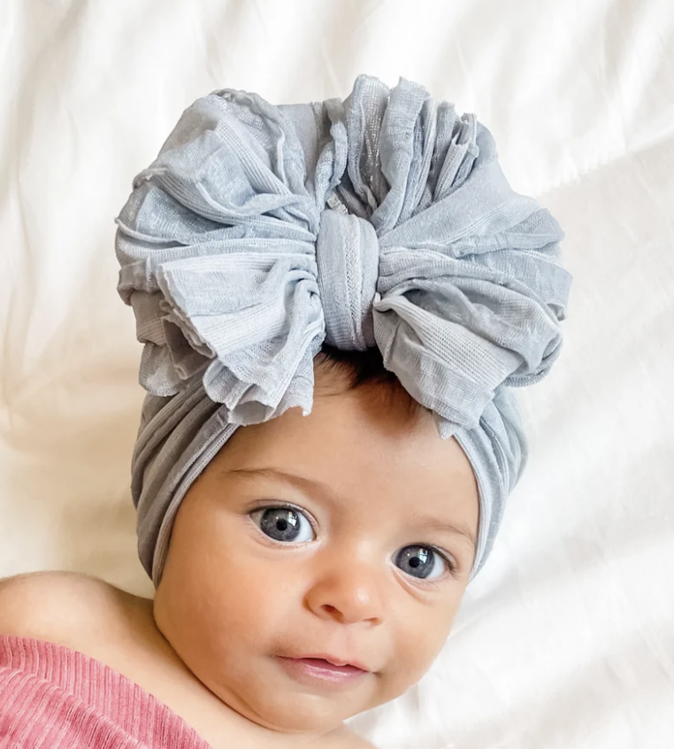In Awe Ruffled Headband- Sterling