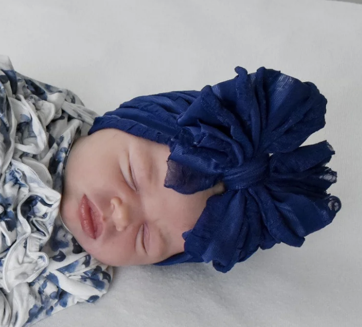 In Awe Ruffled Headband- Navy