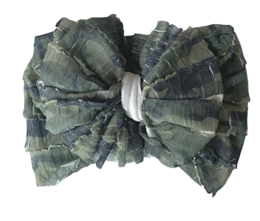 In Awe Ruffled Headband- Camo