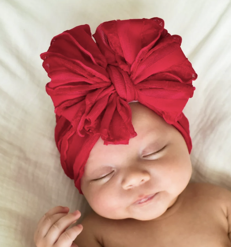 In Awe Ruffled Headband-Cranberry