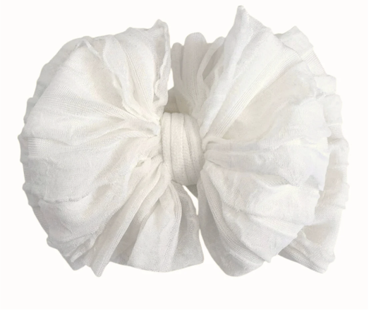 In Awe Ruffled Headband- Off White