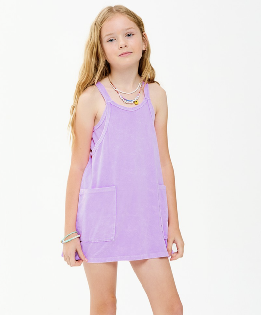 Good Girl Mineral Wash Mini Dress - Lavender