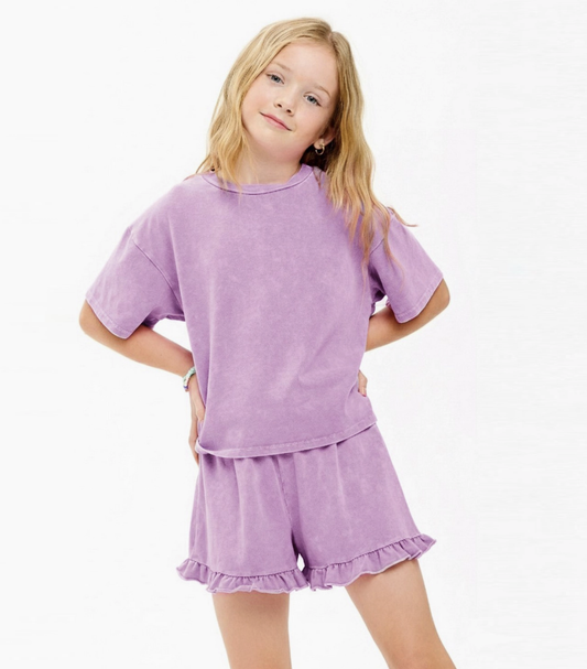 Good Girl Mineral Washed Short Set - Lavender