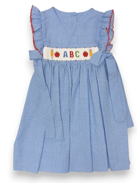 Petit Bebe Peri Blue Gingham Sleeveless Dress