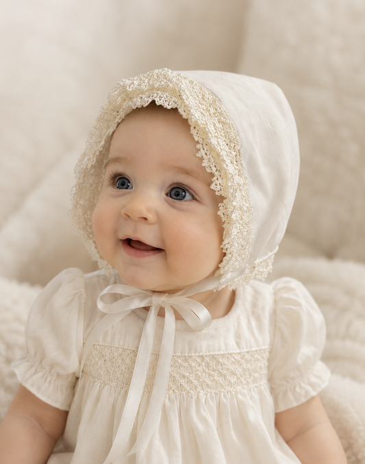 Marion's Child Linen Heirloom Bonnet (0/3M)