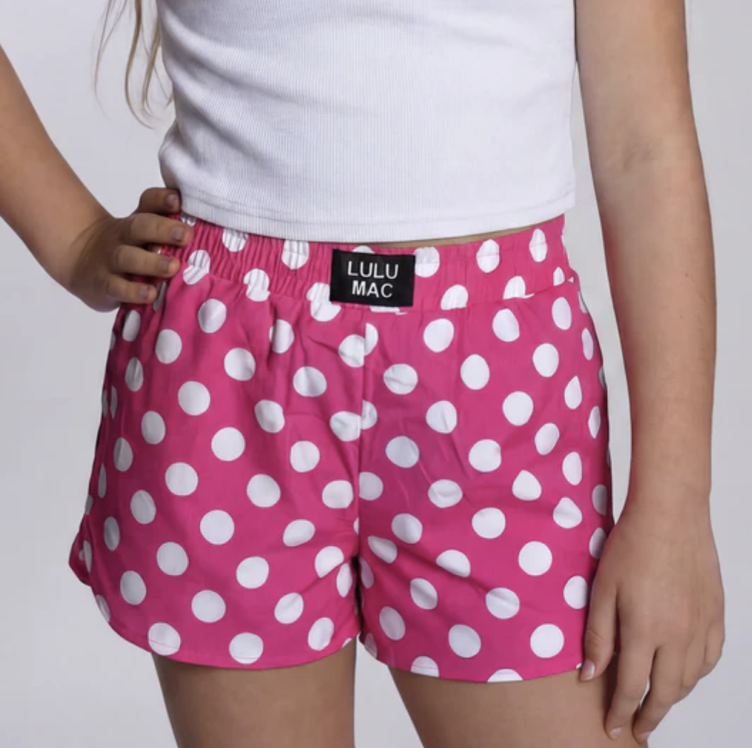 Lulu Mac Hot Pink Polka Dot Youth Shorts