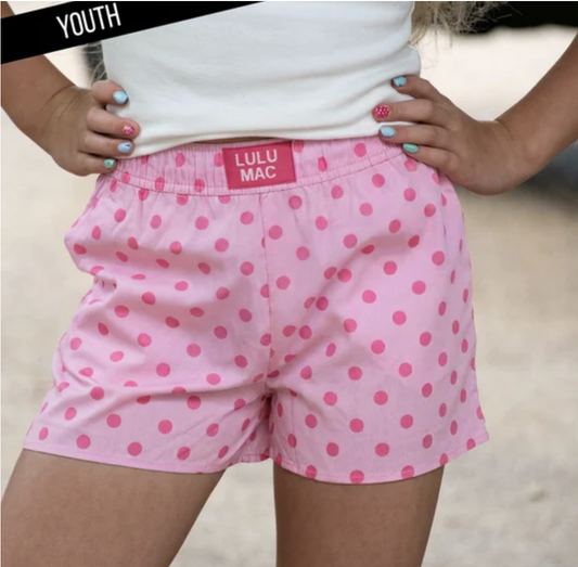 Lulu Mac Light Pink/Pink Small Polka Dot Youth Shorts