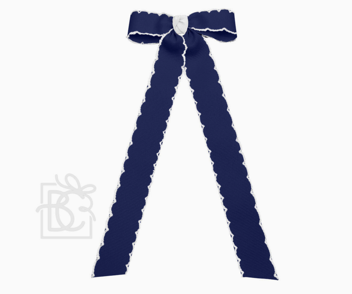 Moonstitch Two Tone Flat Bow Streamer (Navy & White) - 3.5"