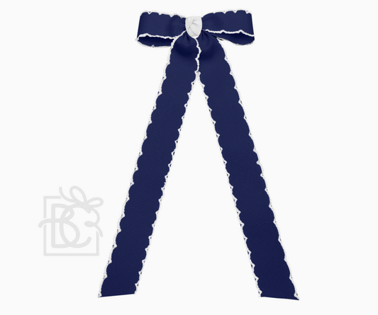 Moonstitch Two Tone Flat Bow Streamer (Navy & White) - 3.5"