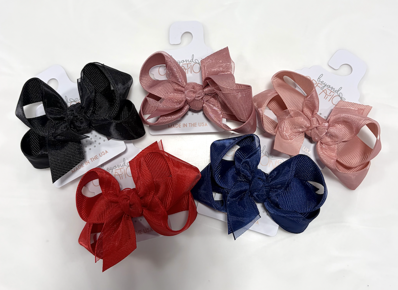 Medium Layered Organza/Grosgrain Bow on Clip