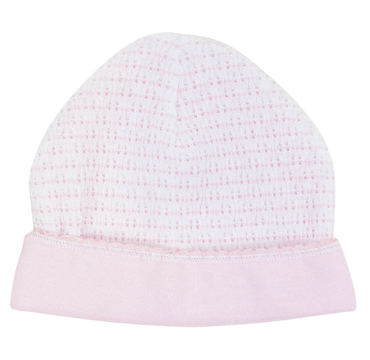 Paty Knit Pinstripe Saylor Beanie with Pima Trim Pink w/Pink