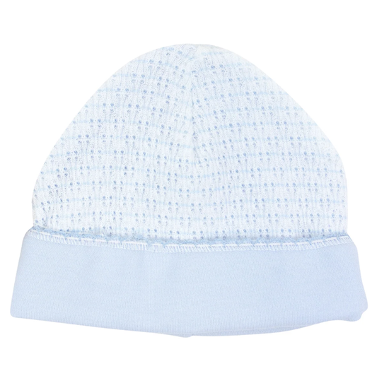 Paty KniT Pinstripe Saylor Beanie with Pima Trim Blue w/Blue