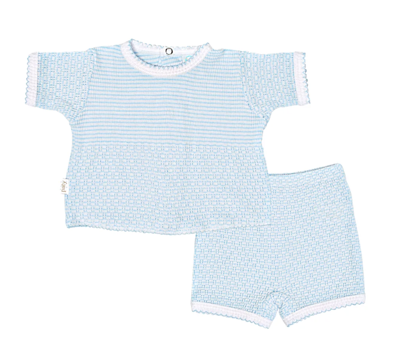 Paty Knit  Shorts Set Blue w/Blue