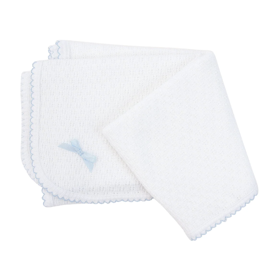 Paty Knit Swaddle Blanket Blue