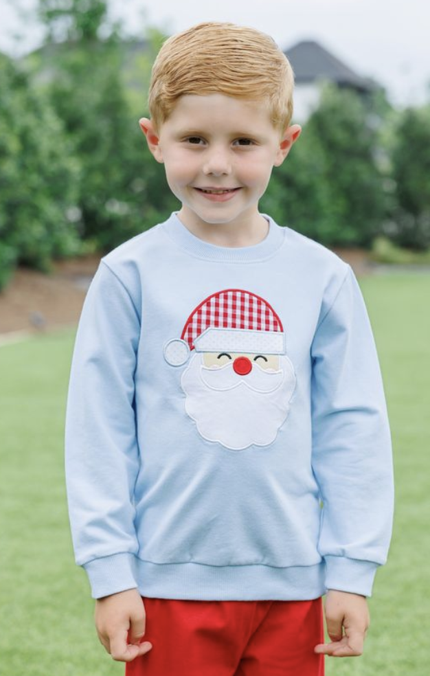 Trotter Street Kids French Terry Pullover- Santa Light Blue