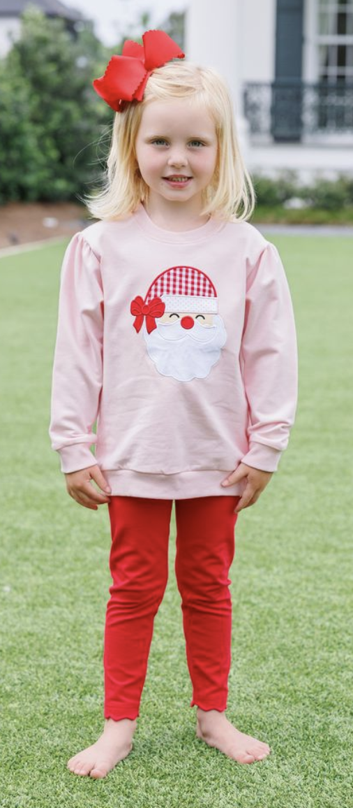 Trotter Street Kids French Terry Pullover- Santa Light Pink