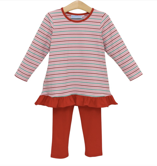 Trotter Street Kids Mila Pant Set- Merry & Bright Stripe