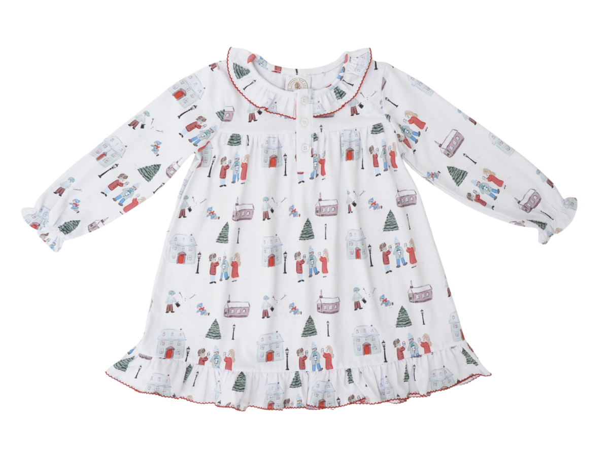 Cypress Row Christmas Village Toile Louise Lounge Dress