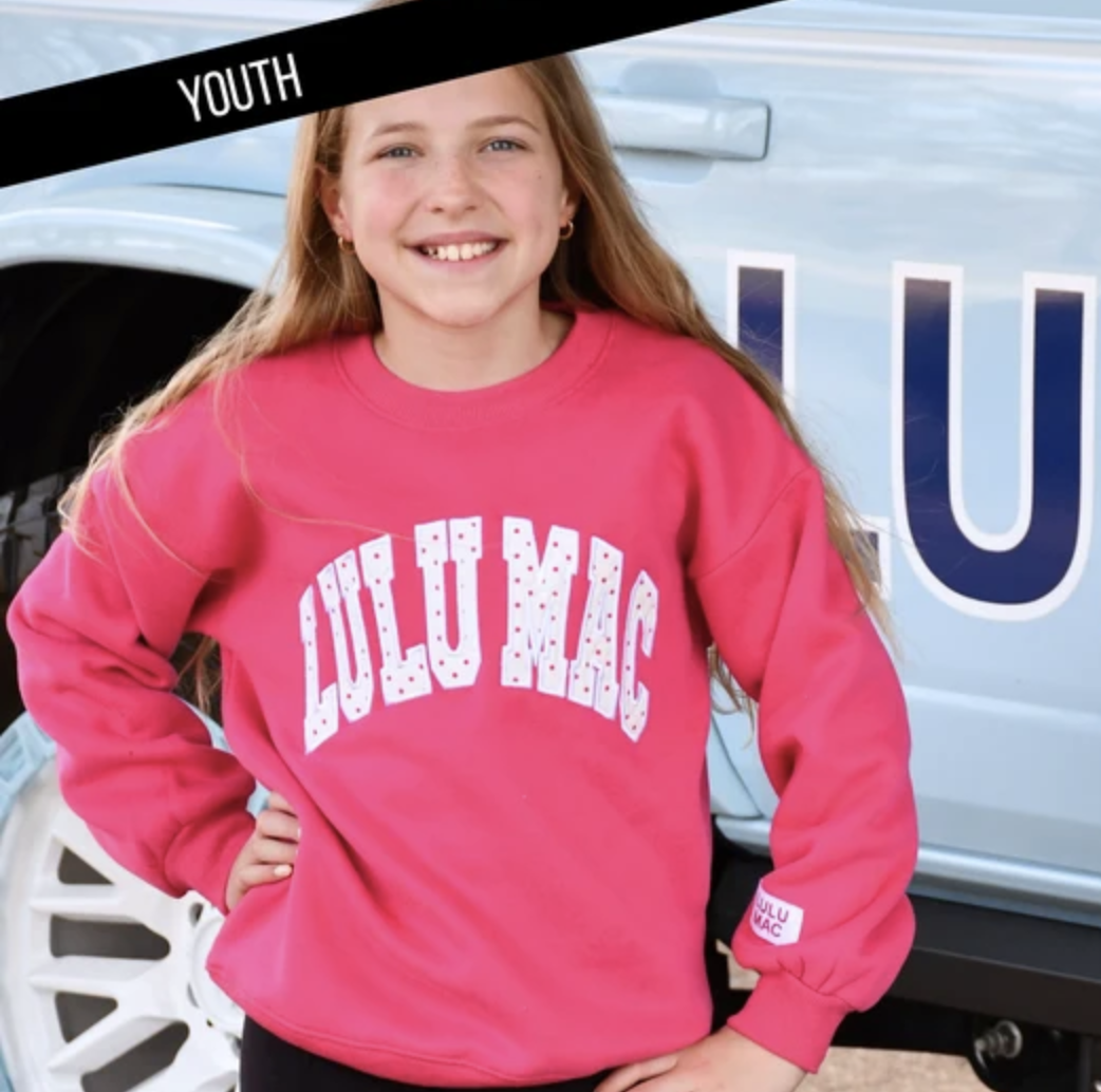 Lulu Mac Polka Dot Stitch Sweatshirt- Hot Pink/White
