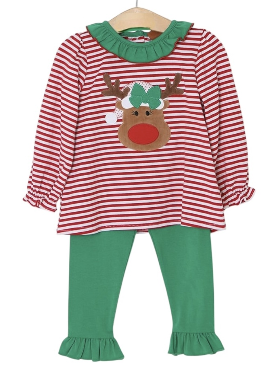 Millie Jay Reindeer Applique Ruffle Pant Set
