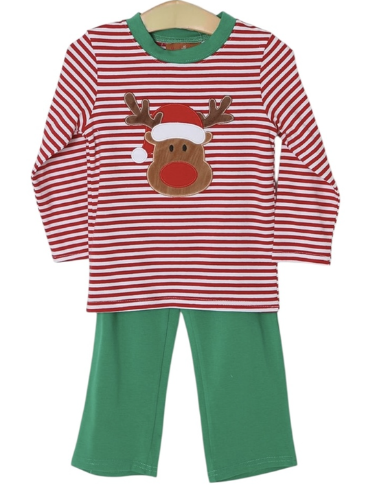 Millie Jay Reindeer Applique Boys Pant Set